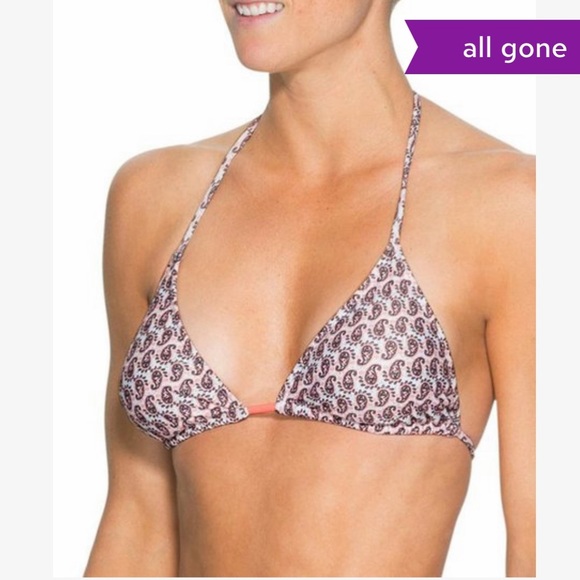 Athleta paisley bikini top in coral brown and white. Size L - Picture 2 of 5